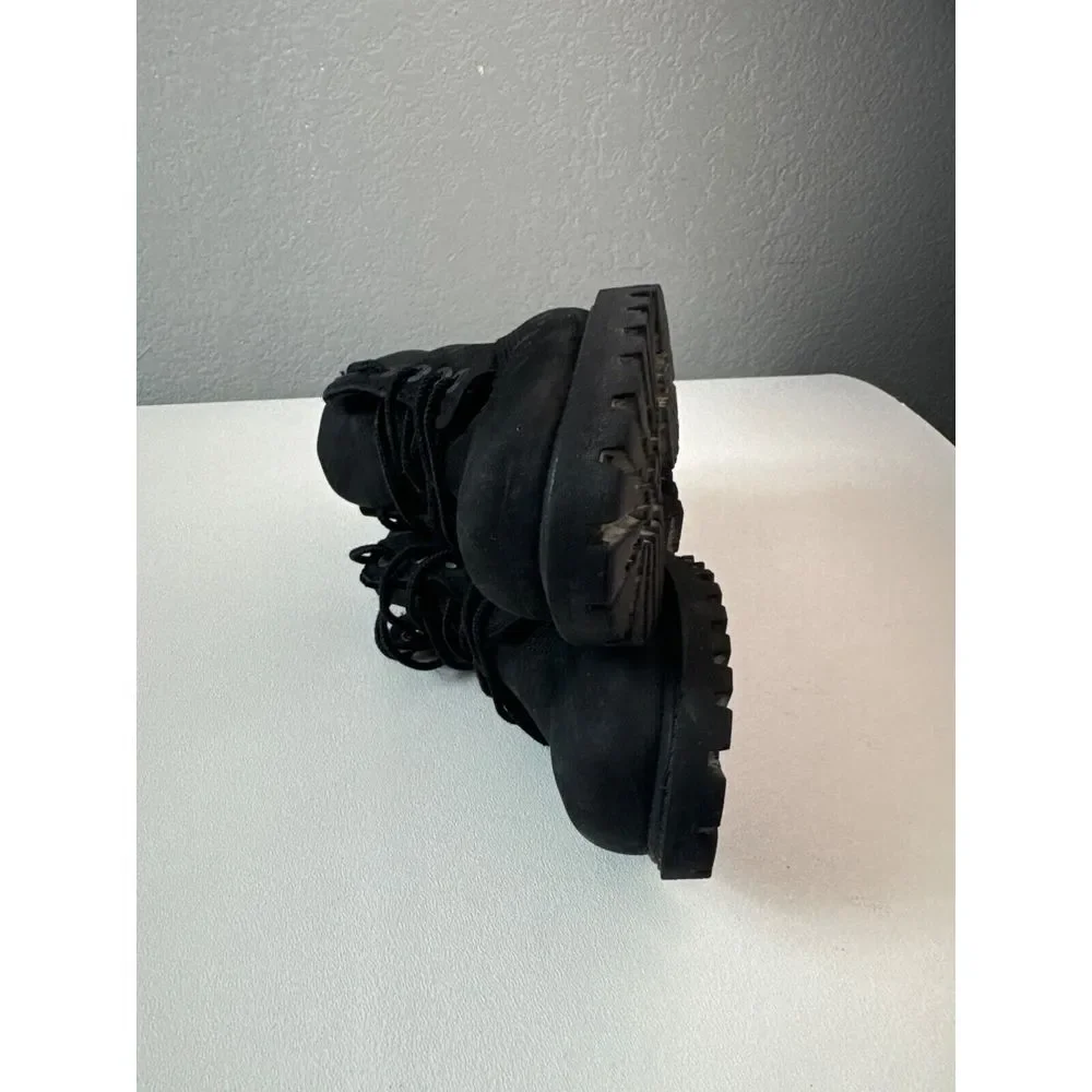 Timberland Premium Waterproof‎ Black Leather Boots Kids Size 8 Construction